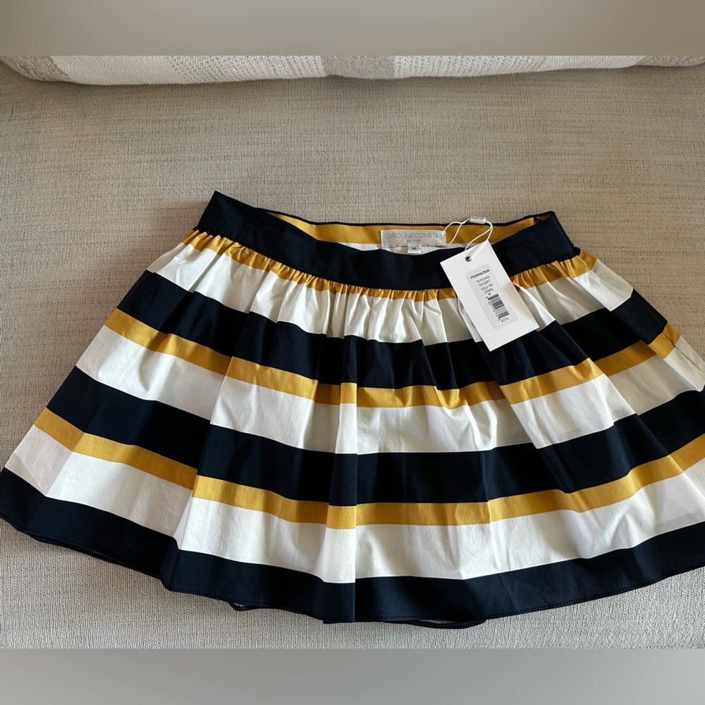 Caroline Constas Black and White Smocked Bubble Mini Skirt